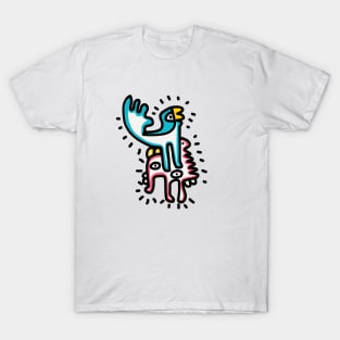 Blue Bird And Pink Friend Street Art Graffiti T-Shirt